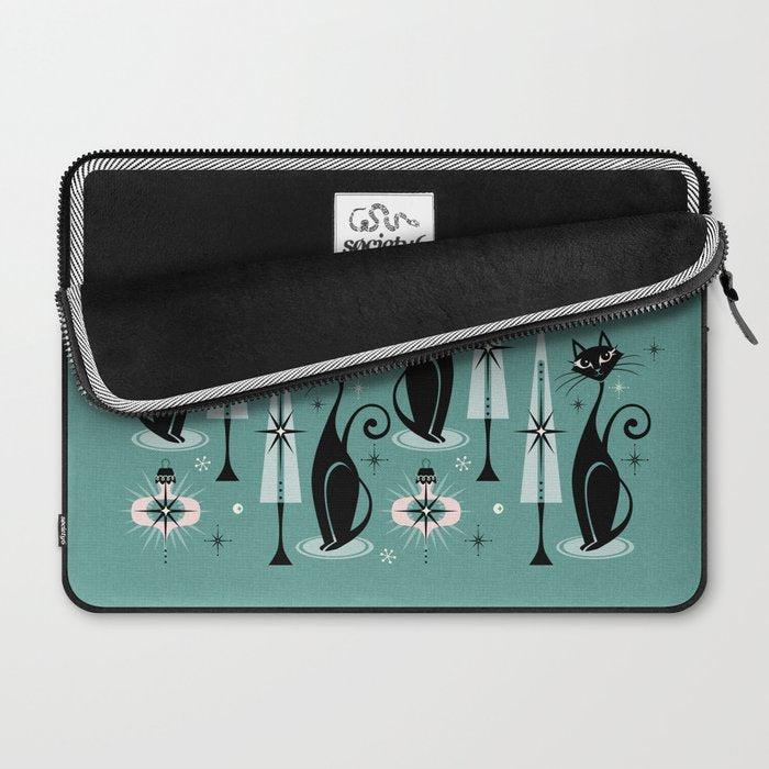 Mid Century Meow Atomic Kitty Christmas ©studioxtine Laptop Sleeve Gallery Image 2
