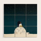 Star gazing - Penguin's dream of flying Wood Wall Art Gallery Image 1