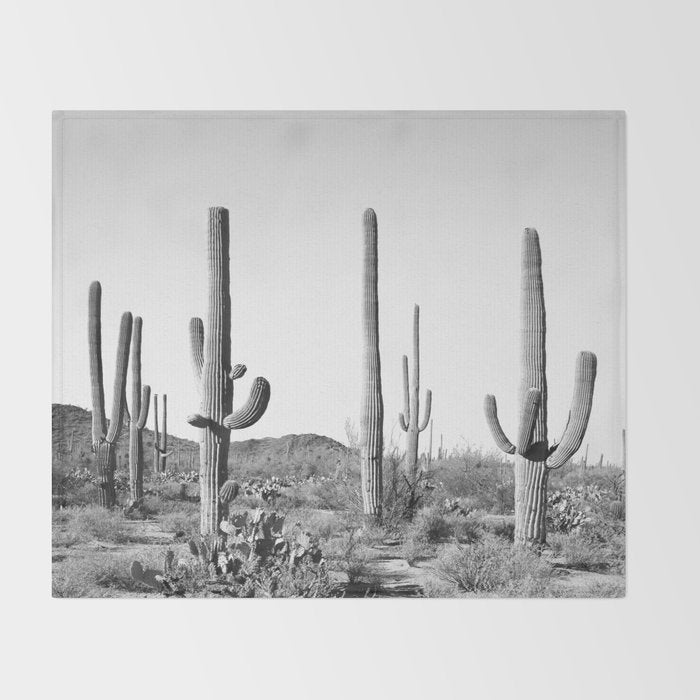 Grey Cactus Land Throw Blanket Gallery Image 2
