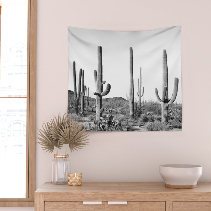 Grey Cactus Land Wall Tapestry Gallery Image 2