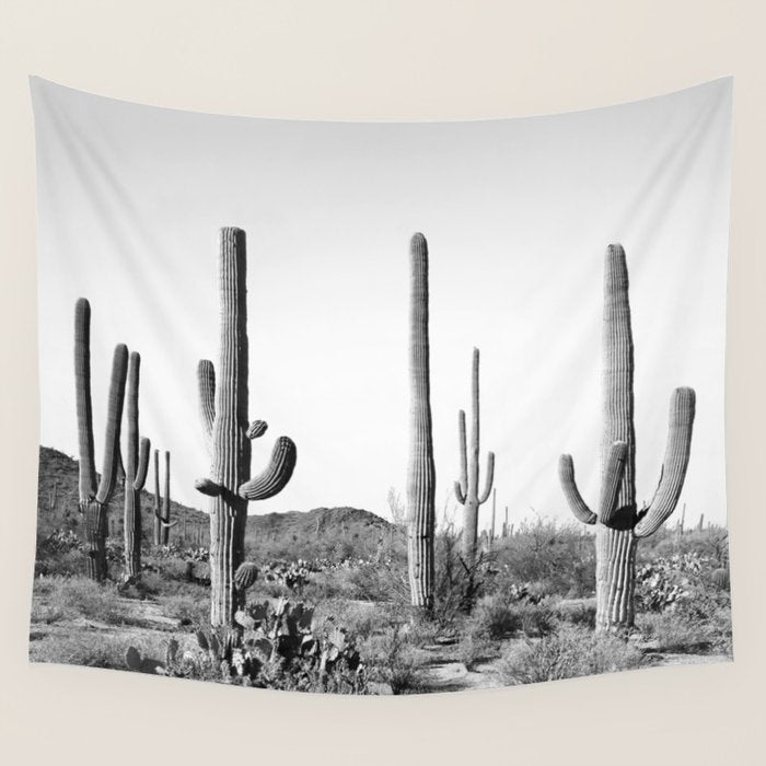 Grey Cactus Land Wall Tapestry Gallery Image 4