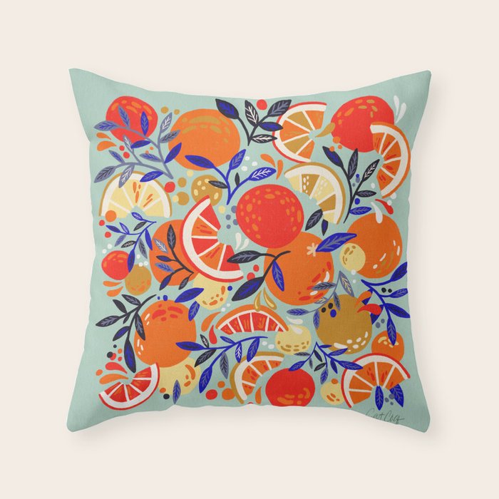 Fresh Citrus Mesh - Mint Throw Pillow Gallery Image 1