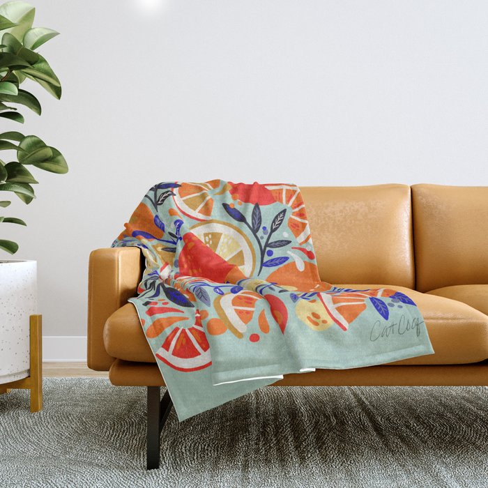 Fresh Citrus Mesh - Mint Throw Blanket Gallery Image 1