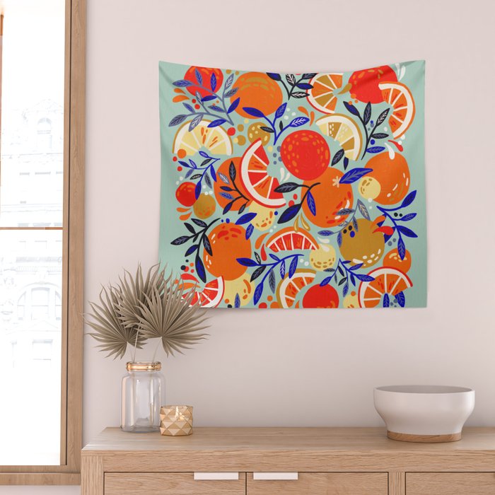 Fresh Citrus Mesh - Mint Wall Tapestry Gallery Image 2