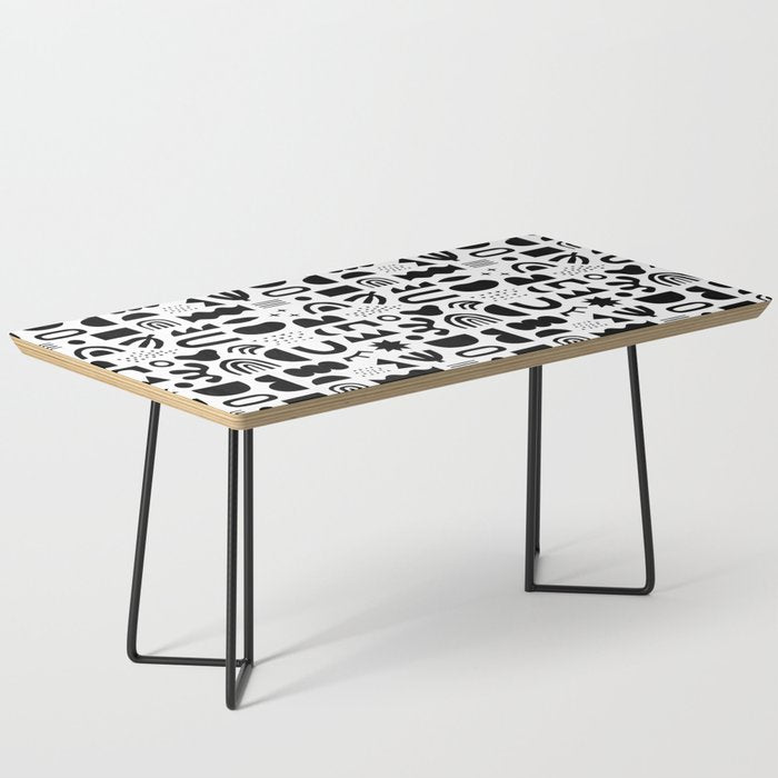 Black and white abstract organic shape pattern Coffee Table Gallery Image 1