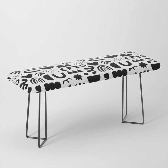 Black and white abstract organic shape pattern Bench Gallery Image 1
