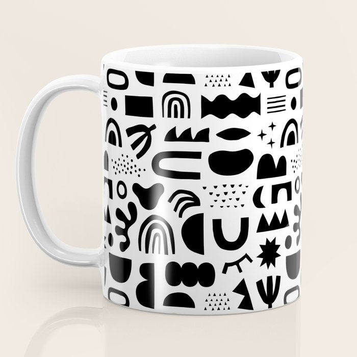 Black and white abstract organic shape pattern Coffee Mug Gallery Image 3