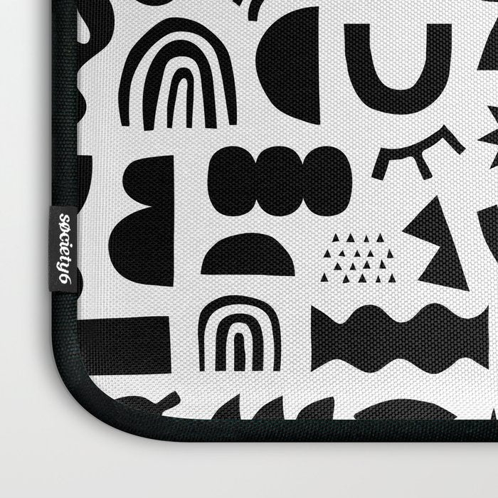 Black and white abstract organic shape pattern Laptop Sleeve Gallery Image 3