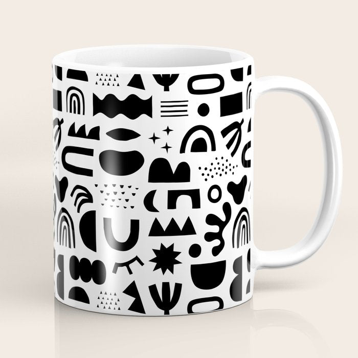 Black and white abstract organic shape pattern Coffee Mug Gallery Image 1
