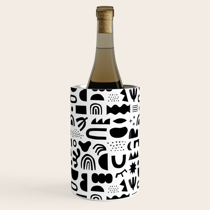 Black and white abstract organic shape pattern Wine Chiller Gallery Image 2