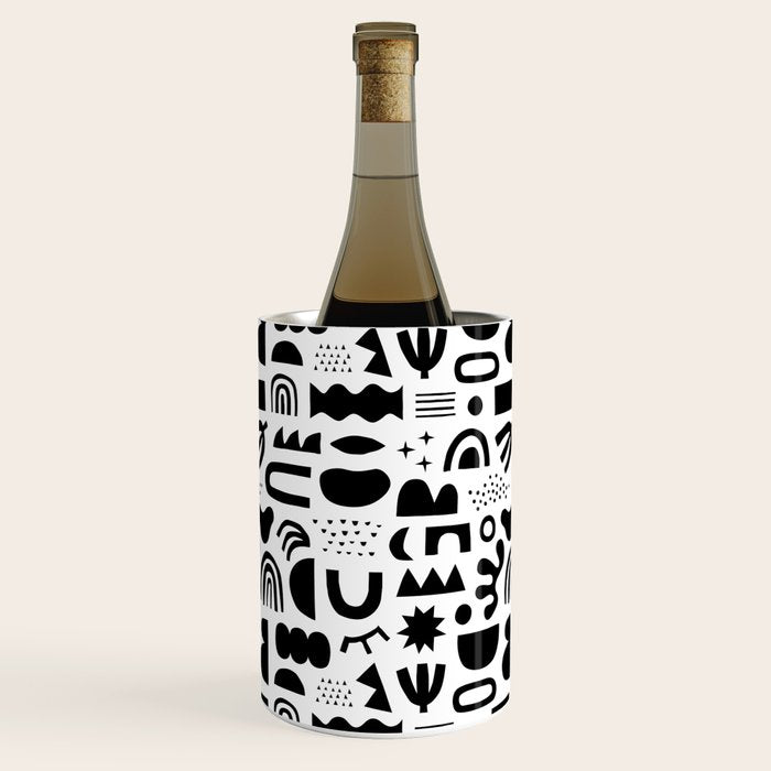 Black and white abstract organic shape pattern Wine Chiller Gallery Image 3