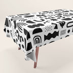 Black and white abstract organic shape pattern Tablecloth Gallery Image 1