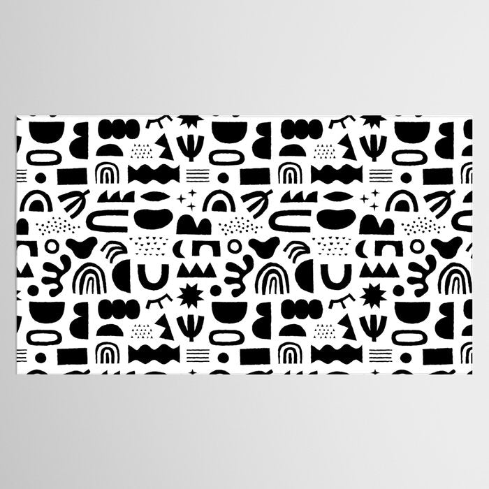 Black and white abstract organic shape pattern Tablecloth Gallery Image 2