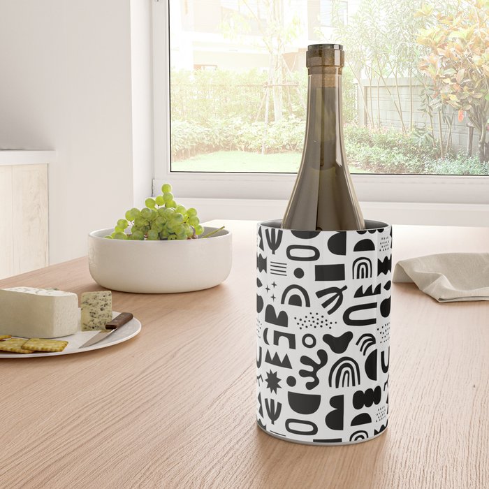 Black and white abstract organic shape pattern Wine Chiller Gallery Image 4
