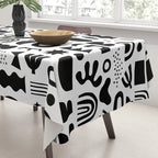 Black and white abstract organic shape pattern Tablecloth Gallery Image 3
