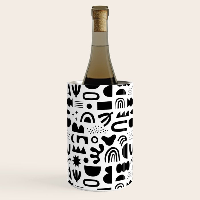 Black and white abstract organic shape pattern Wine Chiller Gallery Image 1