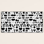 Black and white abstract organic shape pattern Desk Mat Gallery Image 3