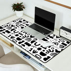 Black and white abstract organic shape pattern Desk Mat Gallery Image 2