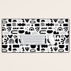 Black and white abstract organic shape pattern Desk Mat Gallery Image 1