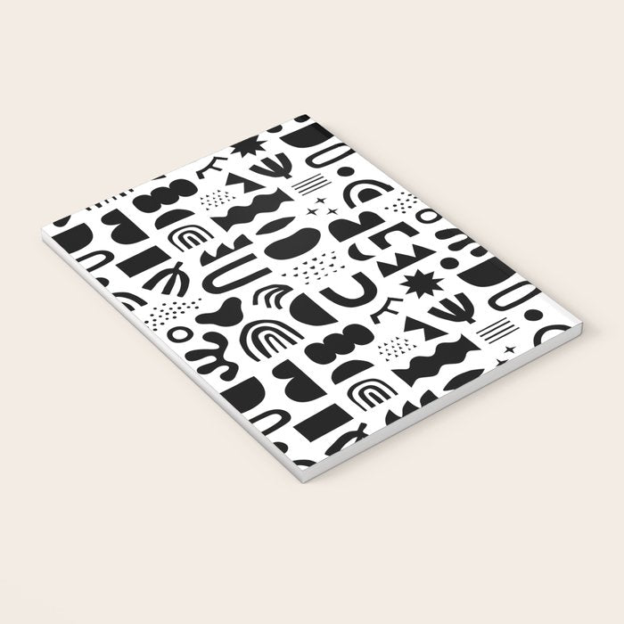 Black and white abstract organic shape pattern Notebook Gallery Image 3