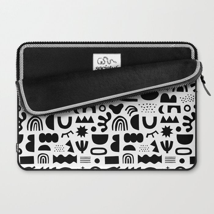 Black and white abstract organic shape pattern Laptop Sleeve Gallery Image 2