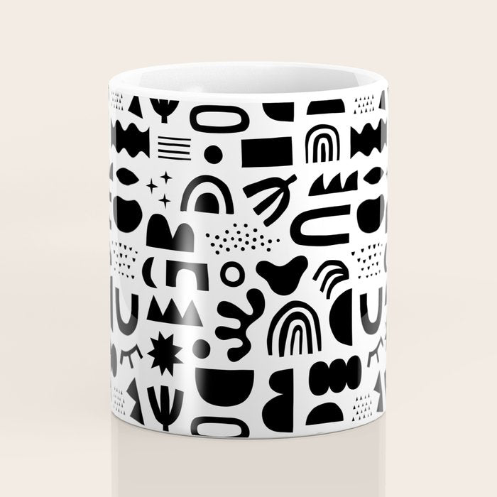 Black and white abstract organic shape pattern Coffee Mug Gallery Image 4
