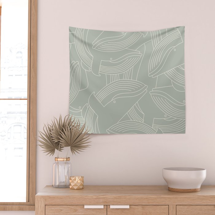 Minimalist Blue Whale Wall Tapestry Gallery Image 2