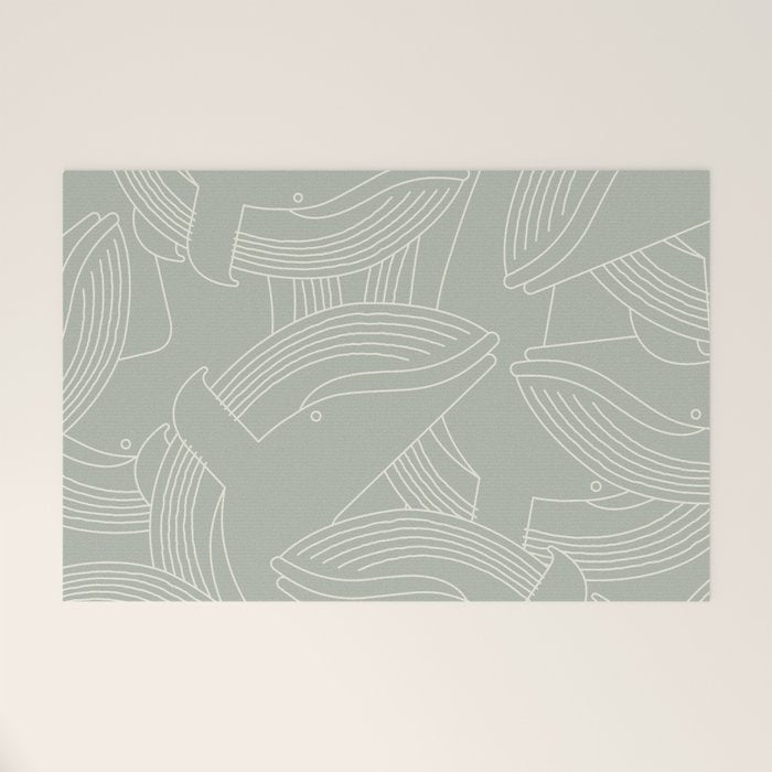 Minimalist Blue Whale Welcome Mat Gallery Image 1