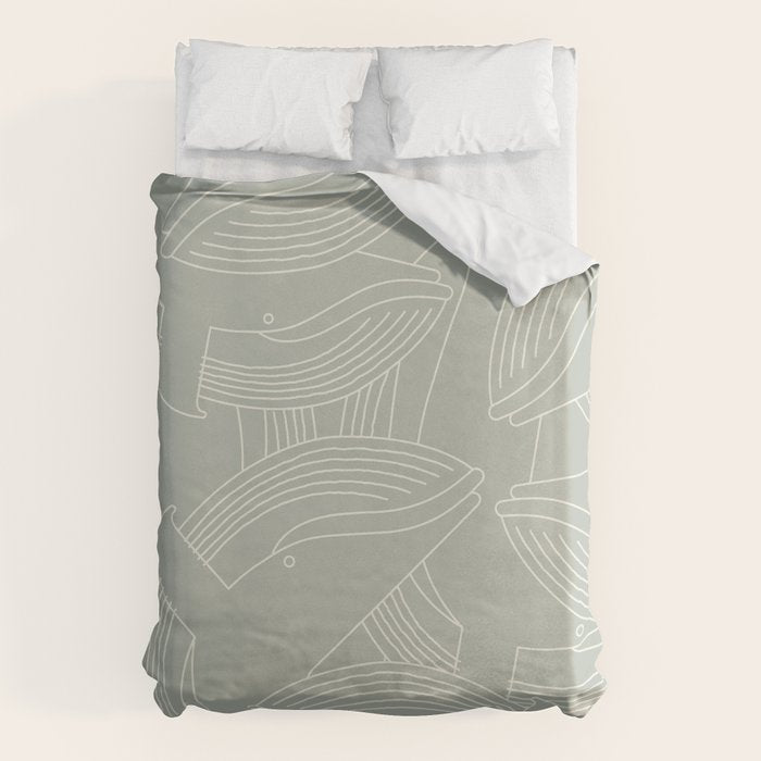 Minimalist Blue Whale Duvet Cover Gallery Image 1