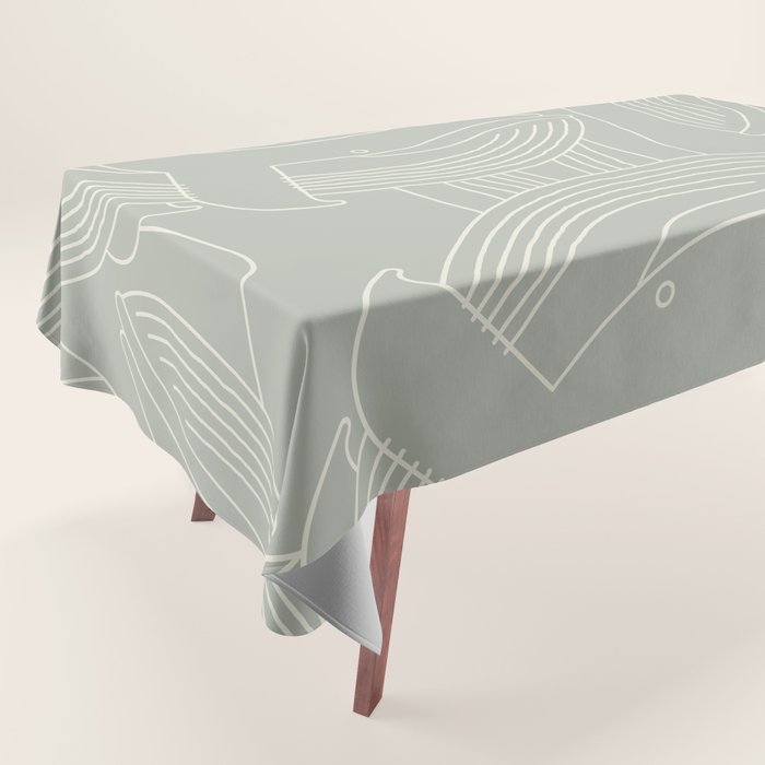 Minimalist Blue Whale Tablecloth Gallery Image 1
