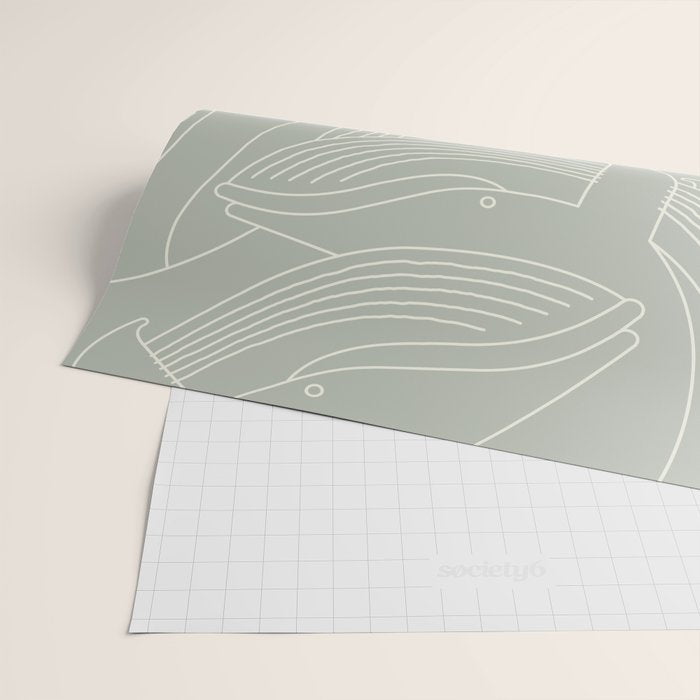 Minimalist Blue Whale Wrapping Paper Gallery Image 2