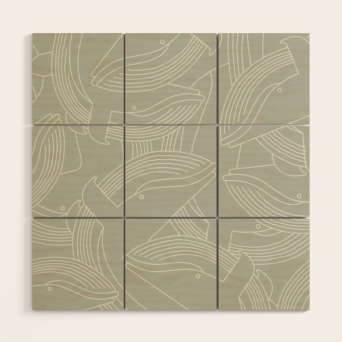 Minimalist Blue Whale Wood Wall Art Gallery Image 1