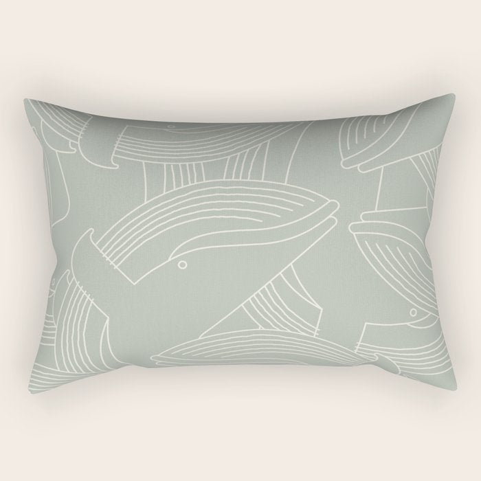 Minimalist Blue Whale Rectangular Pillow Gallery Image 1