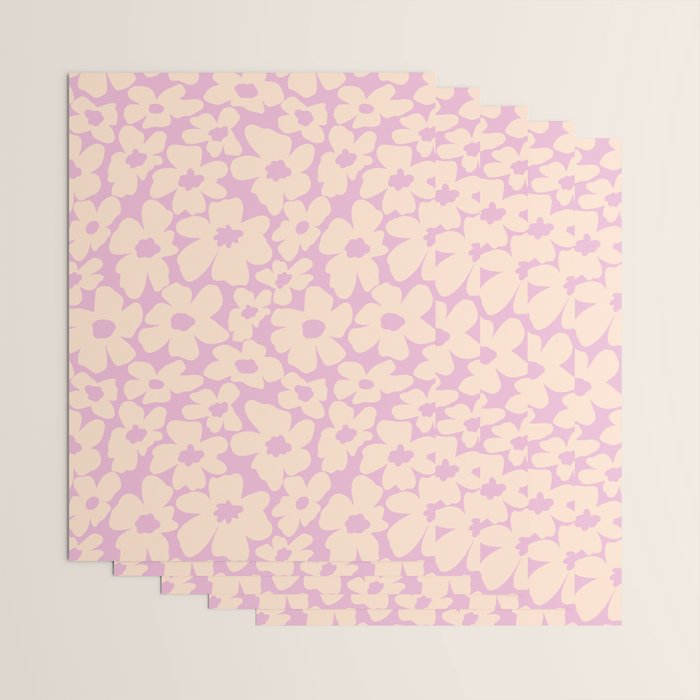 Daisies - Cream and pink Wrapping Paper Gallery Image 3