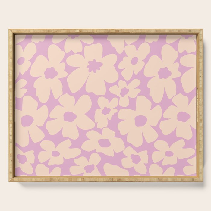 Daisies - Cream and pink Serving Tray Gallery Image 1