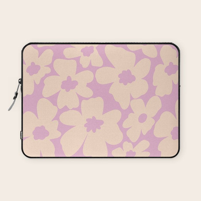 Daisies - Cream and pink Laptop Sleeve Gallery Image 1