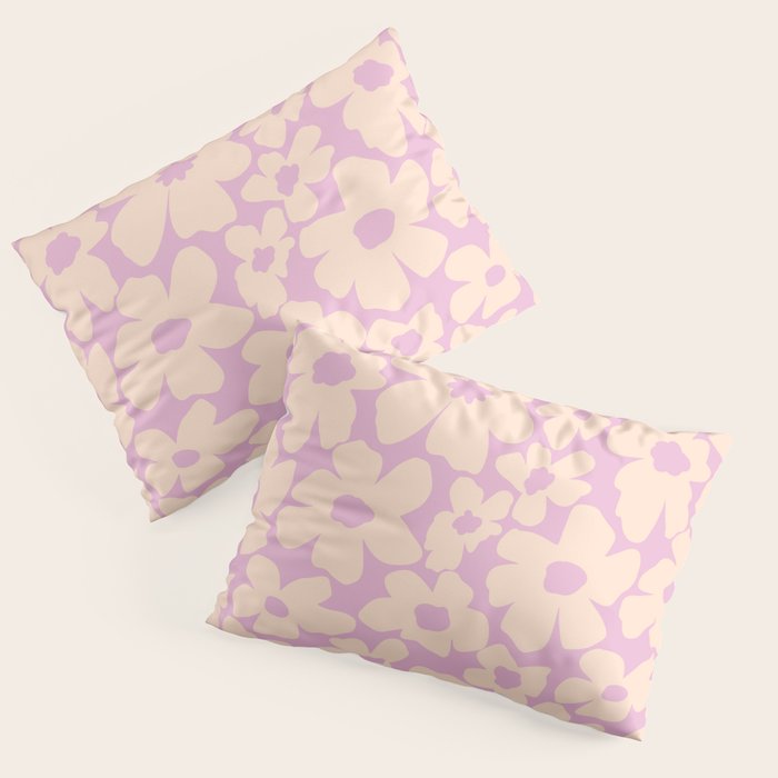 Daisies - Cream and pink Pillow Sham Gallery Image 1