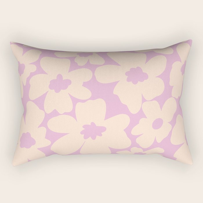 Daisies - Cream and pink Rectangular Pillow Gallery Image 2
