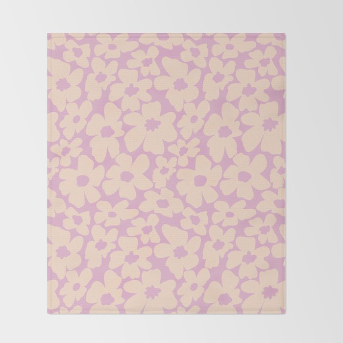 Daisies - Cream and pink Throw Blanket Gallery Image 2
