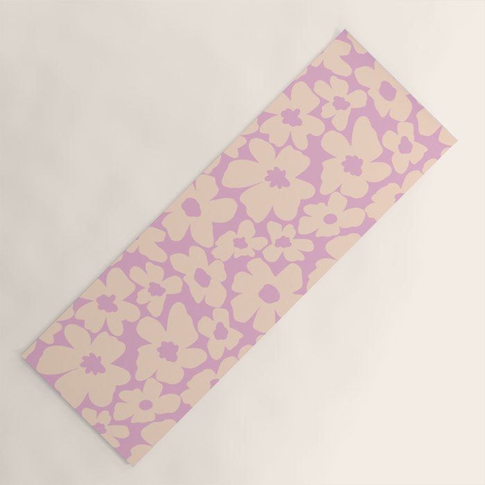 Daisies - Cream and pink Yoga Mat Gallery Image 1