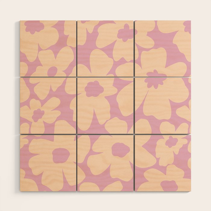 Daisies - Cream and pink Wood Wall Art Gallery Image 1