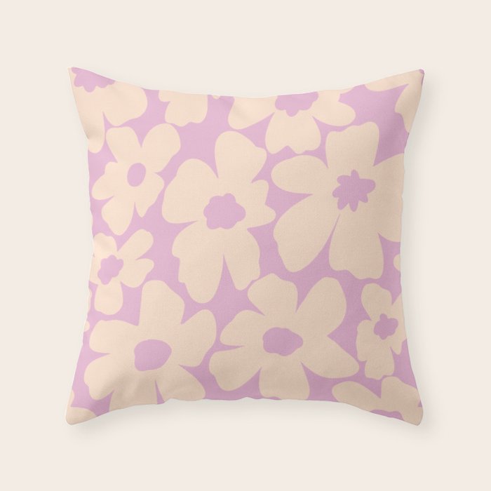 Daisies - Cream and pink Throw Pillow Gallery Image 6