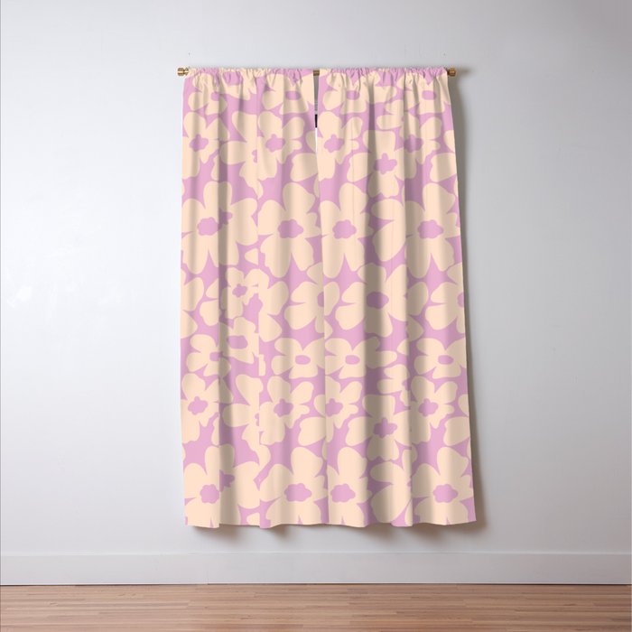 Daisies - Cream and pink Window Curtain Gallery Image 3