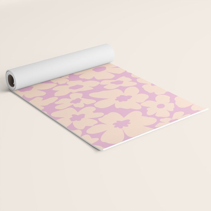 Daisies - Cream and pink Yoga Mat Gallery Image 2