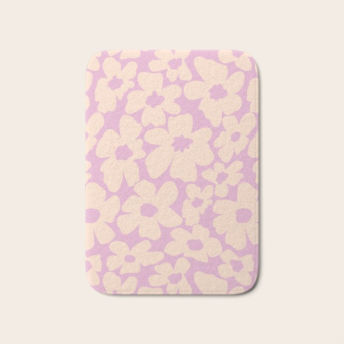 Daisies - Cream and pink Bath Mat Gallery Image 1