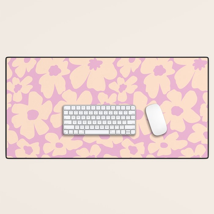 Daisies - Cream and pink Desk Mat Gallery Image 1