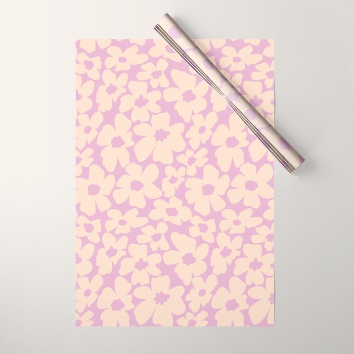 Daisies - Cream and pink Wrapping Paper Gallery Image 1