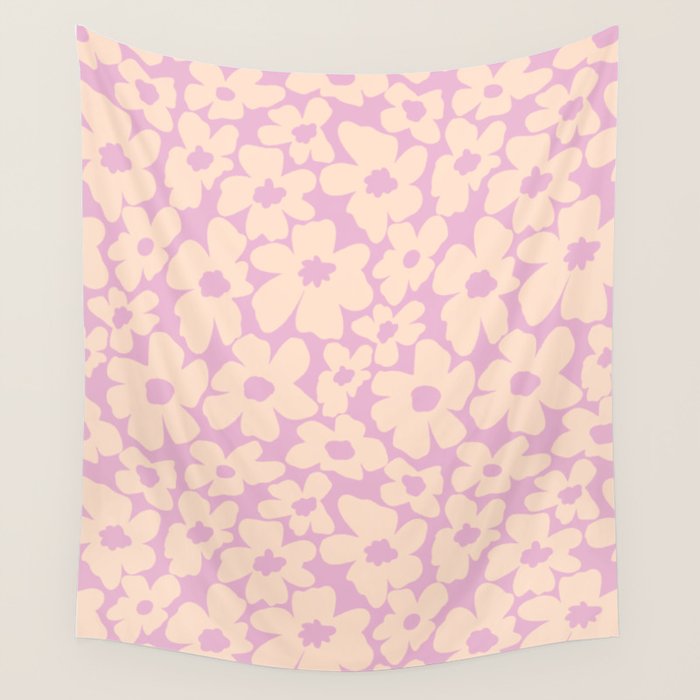 Daisies - Cream and pink Wall Tapestry Gallery Image 4