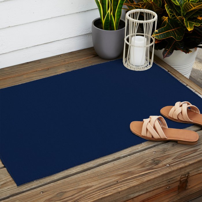 Nautical Navy Blue Solid Color Outdoor Rug Gallery Image 2