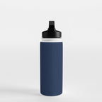 Nautical Navy Blue Solid Color Water Bottle Gallery Image 3
